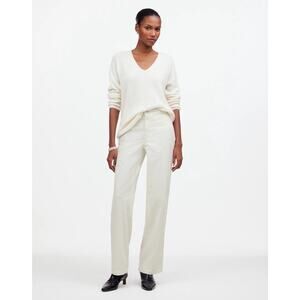 Madewell The Emmett Wide Leg Pant in Corduroy Welt Pocket Winter White‎ 26 NS291